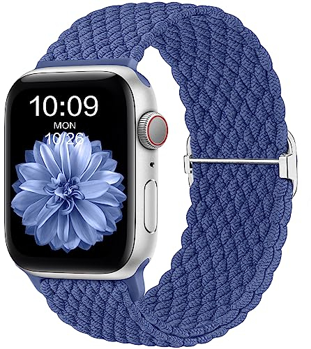 CeMiKa Cinturino di Intrecciato Compatible per Apple Watch 45mm 46mm 44mm 42mm 49mm, Sport Nylon Ricambio Elastica Cinturini per iWatch Series 10 9 8 7 6 SE 5 4 3 2 1 Ultra 2/Ultra, Donna Uomini, Blu