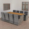 Yolola Rattan Essgruppe 8 Personen Sitzgruppe Garten Essgruppe 8 Personen mit 8 Gartenstuhl Verstellbar mit Auflagen Rattan Gartenmöbel Set Gartenmöbel Essgruppe Gartengarnitur Grau und Braun