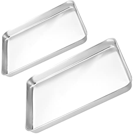 Cabilock 2Pcs stainless steel plate breading shaker nonstick baking pan barbecue plate mixing breading bowl coating trays for breading bread molds toaster oven pans banquet Metal bracket