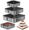 Springform Cake Pan Set of 3 (4, 7, 9 Inch) Square Leakproof Nonstick Cheesecake Pans with Removable Bottom Carbon Steel Bakeware