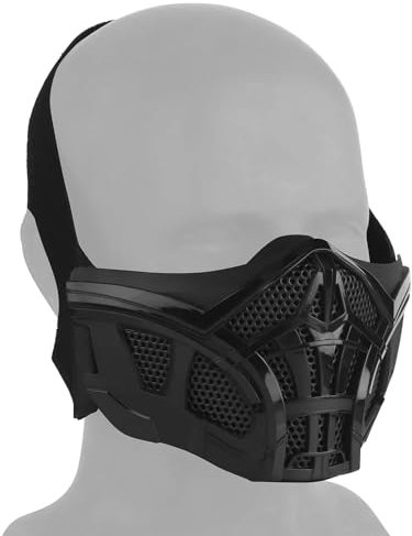 Peminkoo Masque Tactique Demi-Visage Paintball Airsoft Protection Scorpion Masque intérieur en Silicone Respirant Cosplay Masques (Black)