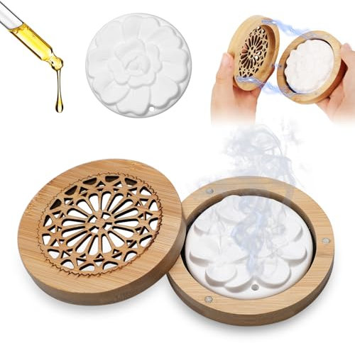 Lot de 2 pierres parfumées pour huiles essentielles, diffuseur d'huiles essentielles, petit avec 1 boîte d'encens, pierre parfumée pour huiles essentielles dans la chambre, la salle de bain, le bureau