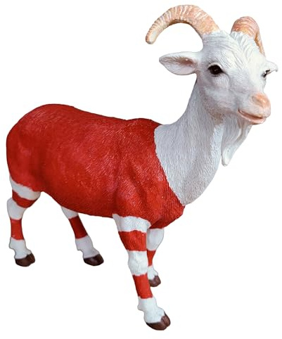 colourliving Ziegenbock Figur „Bruce“ – realistische Ziegenfigur, handbemalt, Gartenfigur Ziege für innen & außen, Zwei Größen (groß & klein), DREI Farben (Rot-Weiß, Klein)