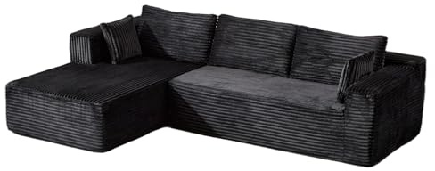 Sinaopus Ecksofa Modulares L-Form Sofa – Komfortable Sofas Wohnzimmer für kleine Räume3-Sitzer Ecksofa, bequem und platzsparend, ideal für Wohnzimmer (schwarz)