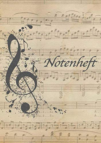 Notenheft A5, 120 Seiten mit Linien - Notenbuch für Musik-Unterricht, Hausaufgaben, Anfänger, Hobby: Blanko Notenheft Musikheft