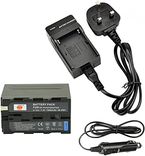 DSTE Spare Battery and Travel Charger Compatible with Sony NP-F930 NP-F950 NP-F960 NP-F970 CCD-TR76 CCD-TR87 CCD-TR516 CCD-TR555 DCM-M1 MVC-CD1000 HDR-FX1 DCR-VX2100E DSR-PD190P NEX-FS700RH HXR-NX3