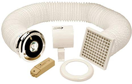 MANROSE VSL100TC Bathroom Extractor Shower Fan Light KIT Timer Chrome