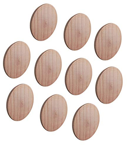 Gedotec Abdeckkappen MINIFIX Loch-Abdeckungen Holz für Blind-Bohrung Ø 35 mm | Massivholz Buche naturbelassen | Gesamt Ø 38 mm | Kappen rund zum Eindrücken | 10 Stück - Schrauben-Kappen für Möbel