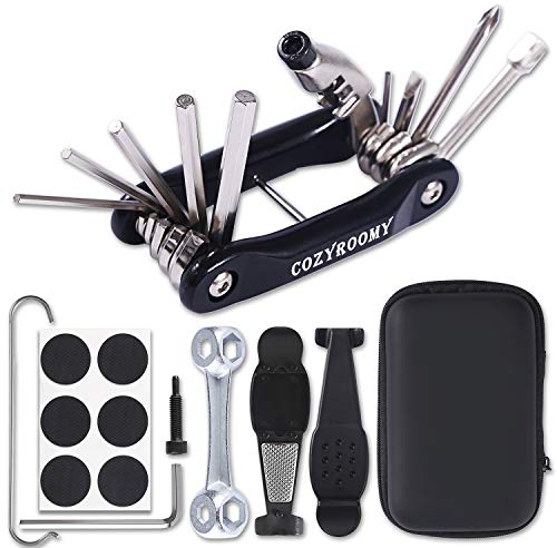 COZYROOMY Kit Reparación Herramientas Bicicleta,10 en 1 Herramienta multifunción (Con Separador Cadena) y accesorios de repuesto, Llave de llave de hueso y paquete herramientas.