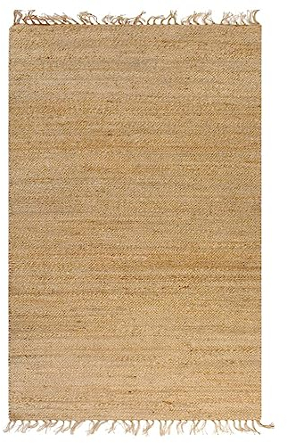 vidaXL Teppich Handgewebt Jute 120x180cm Natur Läufer Webteppich Wohnzimmer