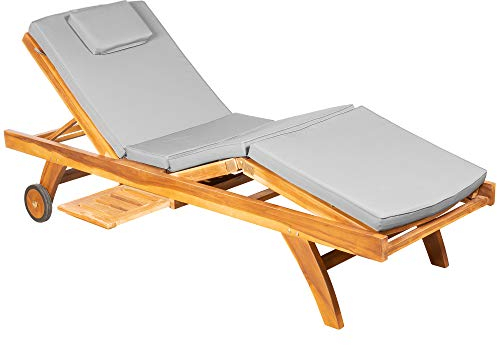 ib style® 2er Set | ROYAL Teak Gartenliege mit Rollen | Sonnenliege | zertifiziertes Teakholz | auf Wasserbasis behandelt | inkl. Auflage