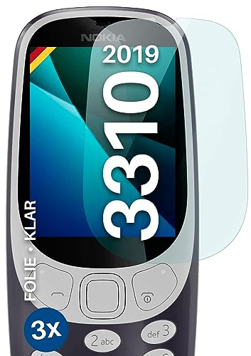 moex FlexProtect Schutzfolie für Nokia 3310 (2017) Displayschutz Folie Ultra-klar HD 0,2 mm kompatibel mit jeder Hülle, Anbringen ohne Blasen, Handyfolie Extra Kratzfest, 3 Stück
