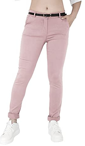 JOPHY & CO. Pantalone Donna Chino con Cintura Tinta Unita (cod. 3008) (Rosa Antico, 3XL)
