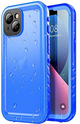 SPORTLINK for iPhone 13 Waterproof Case - Shockproof Heavy Duty Front and Back Cover with [Built in Screen/Camera Protector] 360 Full Body Protective [Dustproof][IP68 Underwater]-Blue