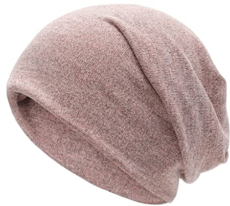 ZLYC Weiche Slouchy Beanie-Mütze für Damen und Herren, modisch, dünn, gestrickt, Stretch, Totenkopfkappe, Hellrosa., Einheitsgröße