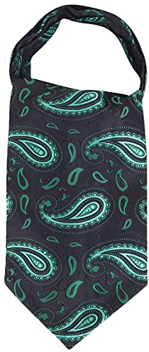 WANYING Herren Krawattenschal Ascotkrawatte Schal Cravat Ties Retro Schick für Gentleman - Paisley Grün Schwarz