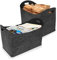 VA-Cerulean Kaminholzkorb Filz 2 Stück Filztasche Groß Holzkorb für Kaminholz mit Tragegriffen Faltbar Filztaschen Kaminholztasche für Zeitungskorb Shopper 55 x 30 x 40 cm (Type B, Dunkelgrau)