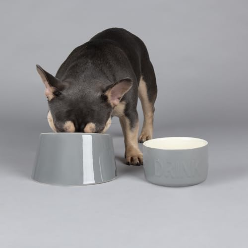Scruffs Classic 2 Piece Flat Faced Dog Bowl & Water Bowl - 20cm | 18cm - Grey