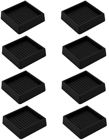 VOCOMO 2 x 2 Gummiuntersetzer, rutschfeste Möbel-Pads, Anti-Rutsch-Greifer, rutschfeste Möbelfüße, rutschfester Bodenschutz für Bett, Couch, Tisch, Stuhl-Stopper – 8 Stück, schwarz