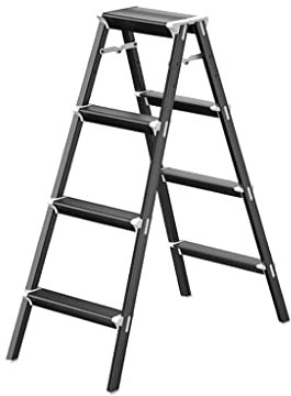 Escabeau à 4 marches Escabeau Pliant en Aluminium Escabeau Double Face avec Antidérapant et Large Pédale Multi-Usage Échelle pour Le Ménage