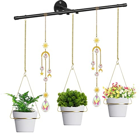Superb Symbols Window Hanging Planter for Indoor Outdoor Wall with Metal Planters, Melamine Pots, Suncatchers