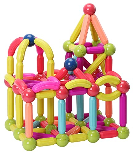 ROUSKY Ensemble de Barres magnétiques, Ensemble de Blocs magnétiques, Briques de Construction, Jouets empilables Stem pour Enfants de 3 Ans + (Coloré-42 PCS)