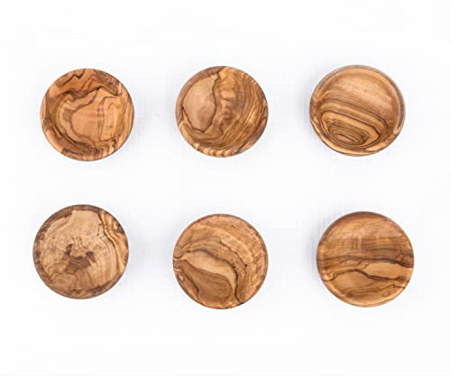 Set di ciotole dip di alta qualità in esclusivo legno d'ulivo, set di ciotole per tapas, piccole ciotole per salse di olive e barbecue, ciotola per dip Ø 8 cm, set da 6 pezzi