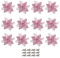 SECALIFE 12 Pcs Christmas Flowers Large (16CM) Poinsettia Christmas Glitter Flower Artificial Flowers with Clips for Christmas Tree Wreath Hanging Party Xmas DIY Decor, Pink