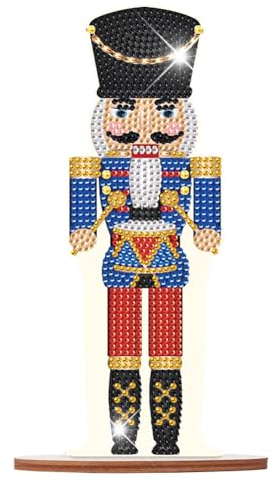 LMIX Nutcracker Diamond Painting Kits for Adults Beginners-Diamond Art Table Top Ornament Acrylic Paint by Numbers,Desktop Christmas Decorations,Christmas DIY Kits Home Decor Office Decor