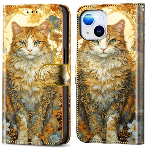 Wallet Case for iPhone 11 6.1 Print Animal Mable Pattern Design PU Leather Shockproof Flip Cover with Card Slots Holder for Girls Boys - Queen Cat