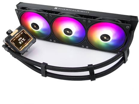 Thermalright Refroidisseur d'eau ARGB 360° 3 ventilateurs PWM, écran LCD IPS 320 x 240, AMD/AM4/AM5 et Intel LGA1700, refroidisseur liquide pour ordinateur
