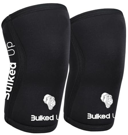 Bulked Up Rodillera de Compresión Neopreno 7mm, 2 Rodilleras Especiales para Powerlifting y Halterofilia, Protección Total Menisco y Ligamento - Rodilleras Gimnasio para Hombres y Mujeres Talla S