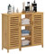 soges Badezimmerschrank Beistellschrank Badschrank Konsole Aufbewahrungsschrank Buffets mit Lamellentür und 3-stöckiger Regalen, Bambusschrank für Küche, Wohnzimmer, Badezimmer