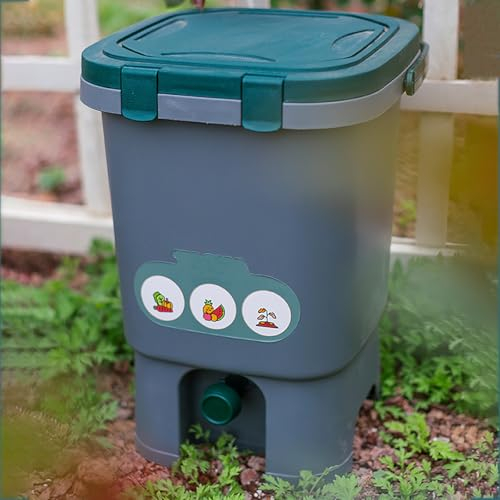 Gtzly Kompost, Lebensmittelabfalleimer, 15 L Lebensmittelfermentationseimer, Komposteimer for Die Innenarbeitsplatte mit Deckel, Selbstgemachter Organischer DüNger for den Garten