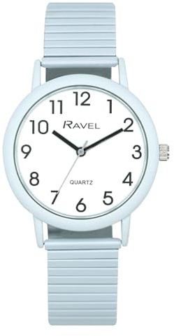 Ravel - Modische Armbanduhr für Damen in Pastellfarben mit Expanderarmband (27 mm Gehäuse) - Analog Quarz - R0237.06.2 - Blau
