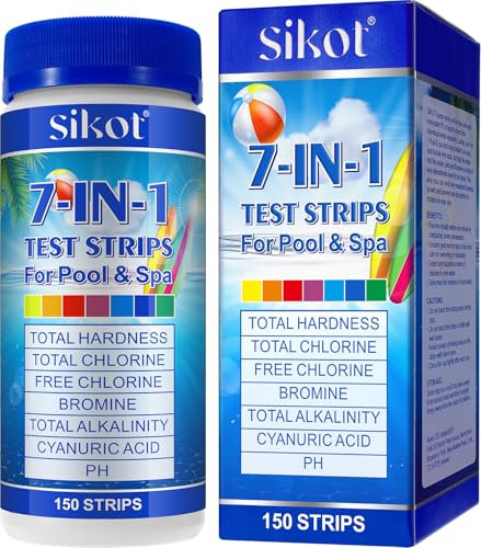 Hot Tub Test Strips 7-In-1 (150Pcs)| Ph Test Strips For Swimming Pool & Spa | Pool Water Testing Kit For Chlorine, Bromine, Ph, Hardness, More - All In 1 Swimming Pool Test Strips