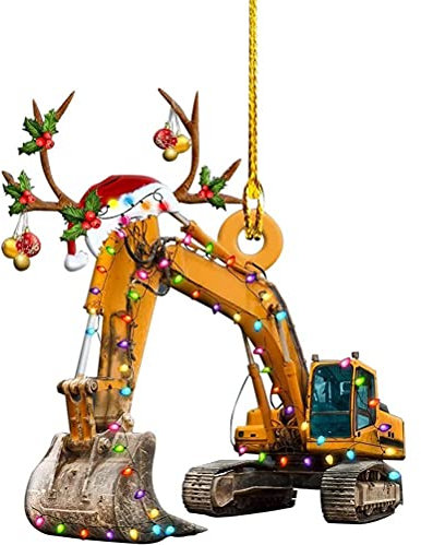 Lazyspace Weihnachtsbaum-Anhänger, hängende Dekoration, Geschenk, personalisierbar, Feuerwehrauto, LKW, Boot, Bagger, Geschenke für Weihnachten