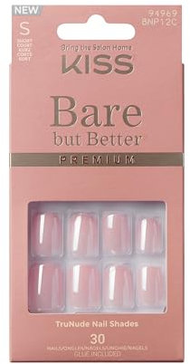 KISS Bare but Better Press-On - Clavos con pegamento para uñas, color rosa
