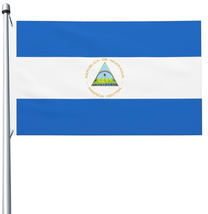 Bandera de Nicaragua con patrón de doble cara, 36 x 60 pulgadas, para colgar en el porche de jardín (mástil de bandera no incluido)