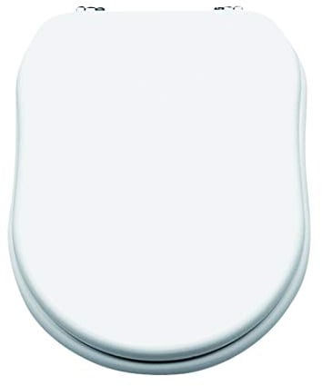 Gala Nostalgia – Asiento Fijo para Inodoro, Incluye Kit de Fijación y Bisagras de Acero Inoxidable, Color Blanco, Medidas 45.5 x 5.5 x 37.5 cm – Modelo G5130001