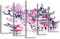Feeby Bilder Japanischer Kirschbaum 100x70 cm - 5 Teile Modern Wand Bild Wandbilder Kunstdruck Bild auf Leinwand Wandekoration Design Wohnzimmer Schlafzimmer Büro Flur Natur Abstrakt Lila