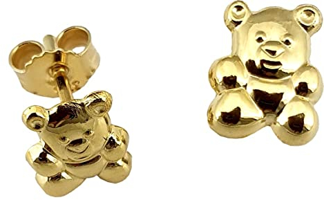 Ohrringe Teddybär Gold 333 Kinderohrringe Bärchen Ohrstecker 8kt Bär Gelbgold