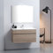 Kiamami Valentina - Mobile Bagno Sospeso con Lavabo in Ceramica | 1 Cassetto Estrazione Totale | Resistente all'Umidità | Specchio Reversibile, Quercia Naturale, 90CM Lavabo Bianco + Specchio, Rovere