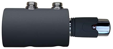 Badheizkörper Anschlussarmatur Thermostat Anthrazit (Universal mit Abdeckung, UNI1 Anthrazit)