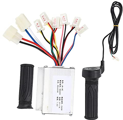24V 250W Bürstenmotor-Controller, Daumengasgriff, komplettes | Intelligenter Mikrochip-Schutz, Unterspannungs- und Überstromsicherung, langes Kabel für flexible Lenkermontage