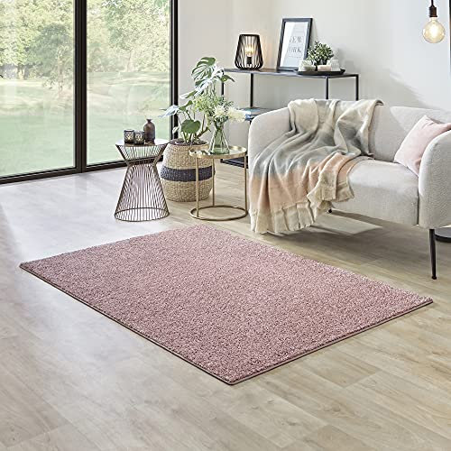 Carpet Studio Ohio Teppich Wohnzimmer 115x170cm, Weicher Kurzflor Teppich, Wohnzimmer, Esszimmer & Schlaffzimmer, Pflegeleicht, Geruchsneutral - Rosa
