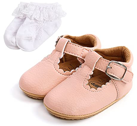 Sehfupoye Chaussures de Princesse pour bébés Filles Chaussures de Marche pour bébés de 0 à 6 Mois avec Chaussette