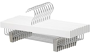 Amazon Basics Appendiabiti in legno con clip, confezione da 10, 36 x 16 cm, bianco