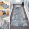 QQrunner Teppichläufer rutschfest Läufer Flur 50x200CM Küchenteppich Abstrakt Grau Blau Waschbar Meterware Schlafzimmer Korridor Teppich Lang, Länge Anpassbare, 40-120cm Breit