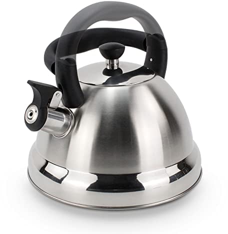 ROSSETTO Camping Whistling Kettle 3L Stainless Steel Stovetop Kettle with Foldable Handle for Gas Stove or Induction Hob Boil Teapot Coffeepot for Indoor & Outdoor, Silber